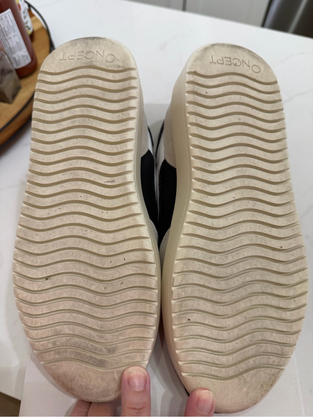 Women's White and Black Leather Platform Sneakers - Picture 5 of 5